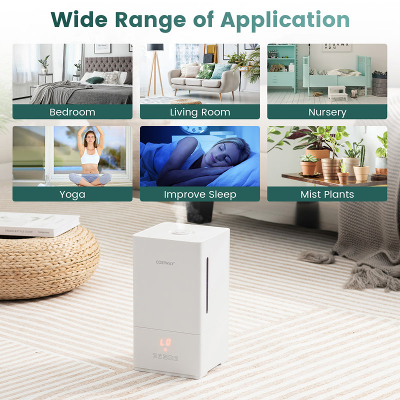 Costway 1 Gallons Cool Mist Ultrasonic Tabletop Humidifier with